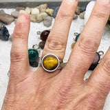 BAGUE REGLABLE ACIER  PIERRE NATURELLE 12 MM