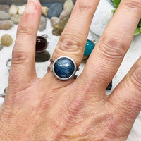 BAGUE REGLABLE ACIER  PIERRE NATURELLE 12 MM