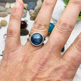 BAGUE REGLABLE ACIER  PIERRE NATURELLE 12 MM