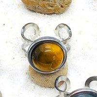 BAGUE REGLABLE ACIER  PIERRE NATURELLE 12 MM