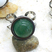 BAGUE REGLABLE ACIER  PIERRE NATURELLE 12 MM
