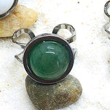 BAGUE REGLABLE ACIER  PIERRE NATURELLE 12 MM