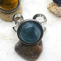 BAGUE REGLABLE ACIER  PIERRE NATURELLE 12 MM