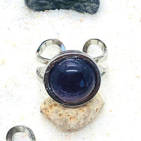 BAGUE REGLABLE ACIER  PIERRE NATURELLE 12 MM