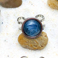 BAGUE REGLABLE ACIER  PIERRE NATURELLE 12 MM