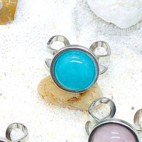 BAGUE REGLABLE ACIER  PIERRE NATURELLE 12 MM