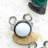 BAGUE REGLABLE ACIER  PIERRE NATURELLE 12 MM