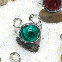 BAGUE REGLABLE ACIER  PIERRE NATURELLE 12 MM