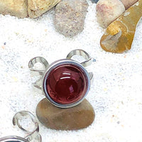 BAGUE REGLABLE ACIER  PIERRE NATURELLE 12 MM