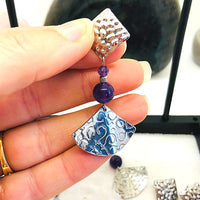 BOUCLES LOSANGE PIERRES NATURELLES