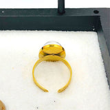 BAGUE REGLABLE PIERRE NATURELLE OVALE FACETTEE Acier doré