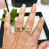 BAGUE AMÉTHYSTE 8 MM acier doré