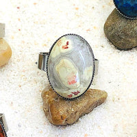 BAGUE REGLABLE OVALE PIERRE NATURELLE 18 X 13