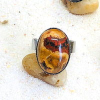 BAGUE REGLABLE OVALE PIERRE NATURELLE 18 X 13