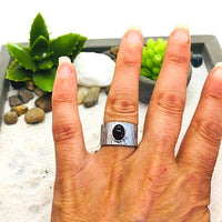 BAGUE REGLABLE GRENAT Acier