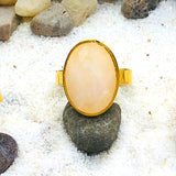 BAGUE REGLABLE PIERRE NATURELLE OVALE FACETTEE Acier doré