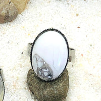 BAGUE REGLABLE OVALE PIERRE NATURELLE 18 X 13