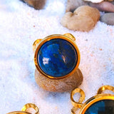 BAGUE REGLABLE ACIER DORÉ PIERRES NATURELLES 16 MM