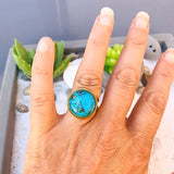 BAGUE REGLABLE ACIER DORÉ PIERRES NATURELLES 16 MM