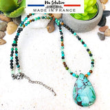 COLLIER PROTECTION TURQUOISE ET CHRYSOCOLLE